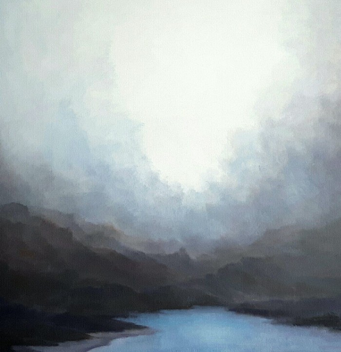 "Mountain Lake ":oil painting on canvas,80×80cm